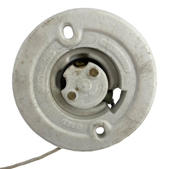 Vintage PAULDING Pull Chain Light Fixture Porcelain Wall Ceiling Mount 1621 250v - Picture 11 of 13
